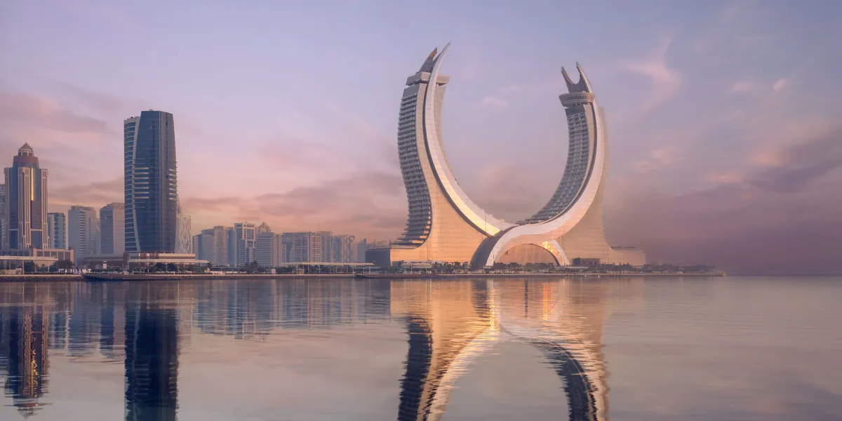 Lusail model-city skyline associated with Qatari Diar developments
